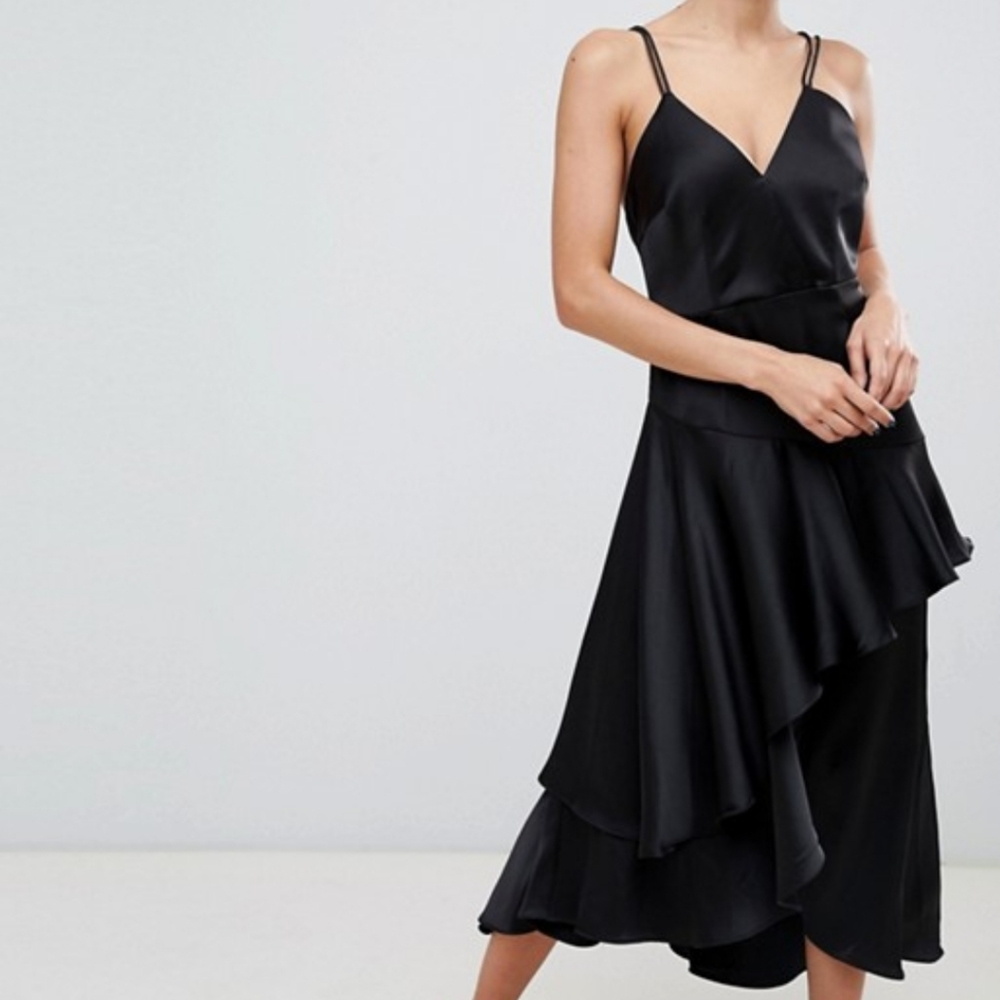 Y.A.S. Ruffle Side Crossback Cami Midi Dress